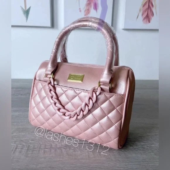 BETSEY JOHNSON Bag Chain Barrel Crossbody - Rose Gold LBCHAIN - Picture 2 of 8